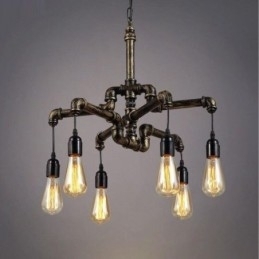 6 lumini retro industrial vintage țeavă de apă pandantiv candelabru în stil rustic rustic