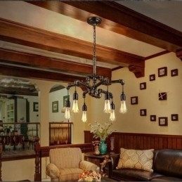 6 lumini retro industrial vintage țeavă de apă pandantiv candelabru în stil rustic rustic