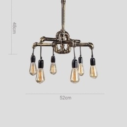 6 lumini retro industrial vintage țeavă de apă pandantiv candelabru în stil rustic rustic