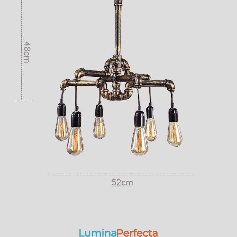 6 lumini retro industrial vintage țeavă de apă pandantiv candelabru în stil rustic rustic