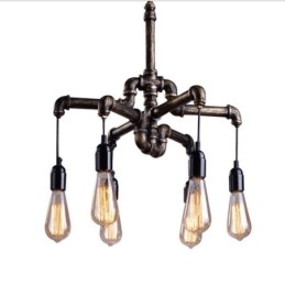 6 lumini retro industrial vintage țeavă de apă pandantiv candelabru în stil rustic rustic