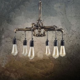 6 lumini retro industrial vintage țeavă de apă pandantiv candelabru în stil rustic rustic