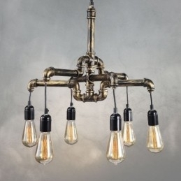 6 lumini retro industrial vintage țeavă de apă pandantiv candelabru în stil rustic rustic