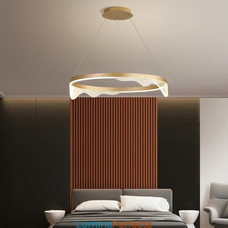 Lampă suspendată nordică din aluminiu Golden Wave Ripple