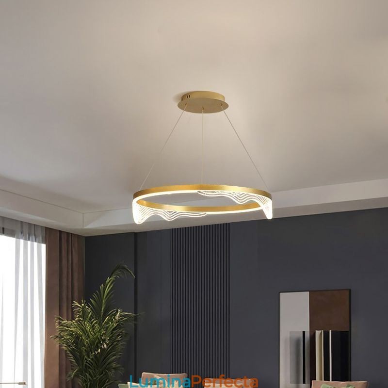 Lampă suspendată nordică din aluminiu Golden Wave Ripple