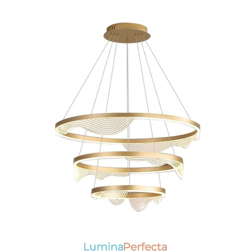 Lampă suspendată Golden Wave Ripple Lampă suspendată 3 lumini