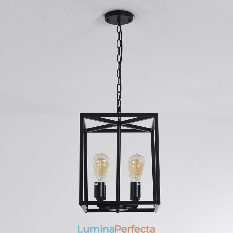 Lampă suspendată modernă, simplă, cușcă de fier