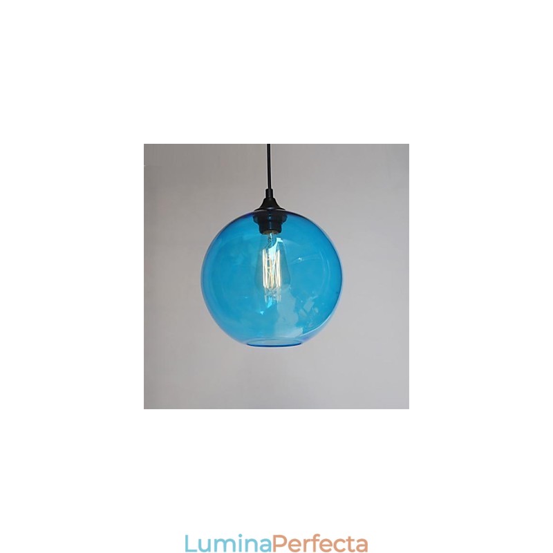 Pandantiv modern din sticlă cu design rotund albastru Bubble