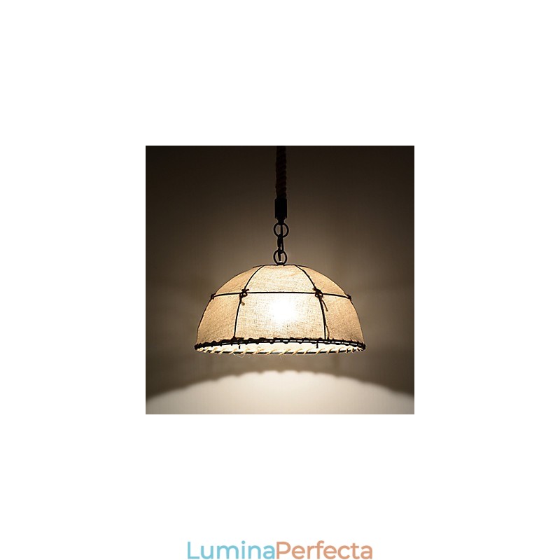 Lămpi cu suspendare în formă de jumătate rotundă, 1 lumini, în stil vintage, în stil industrial, pânză galbenă și metale