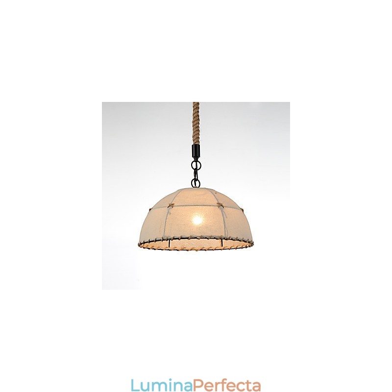 Lămpi cu suspendare în formă de jumătate rotundă, 1 lumini, în stil vintage, în stil industrial, pânză galbenă și metale