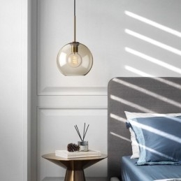 Lampă suspendată din sticlă Lumină decorativă din sticlă de culoare cognac minimalistă