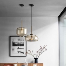 Lampă suspendată din sticlă Lumină decorativă din sticlă de culoare cognac minimalistă