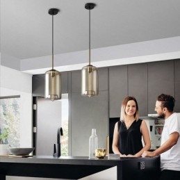 Lampă suspendată din sticlă Lumină decorativă din sticlă de culoare cognac minimalistă