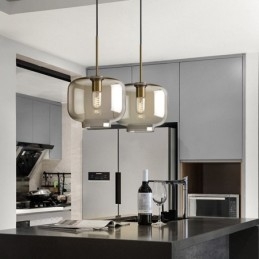 Lampă suspendată din sticlă Lumină decorativă din sticlă de culoare cognac minimalistă