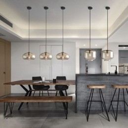 Lampă suspendată din sticlă Lumină decorativă din sticlă de culoare cognac minimalistă