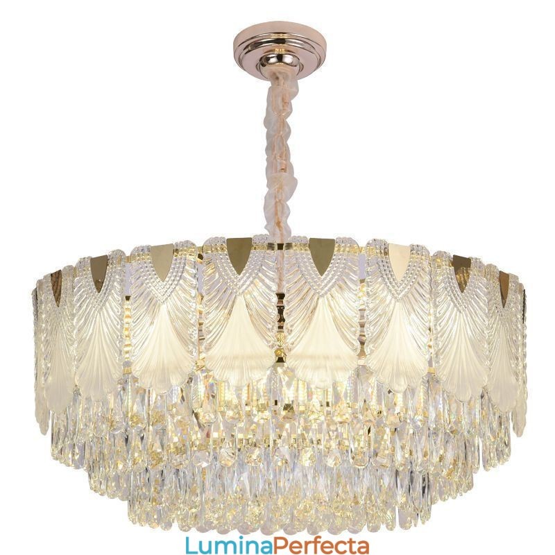 Lumină suspendată din cristal Corp de iluminat de tavan rotund din dantelă