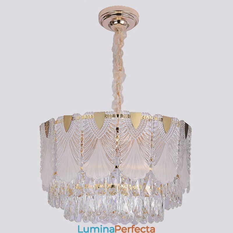 Lumină suspendată din cristal Corp de iluminat de tavan rotund din dantelă