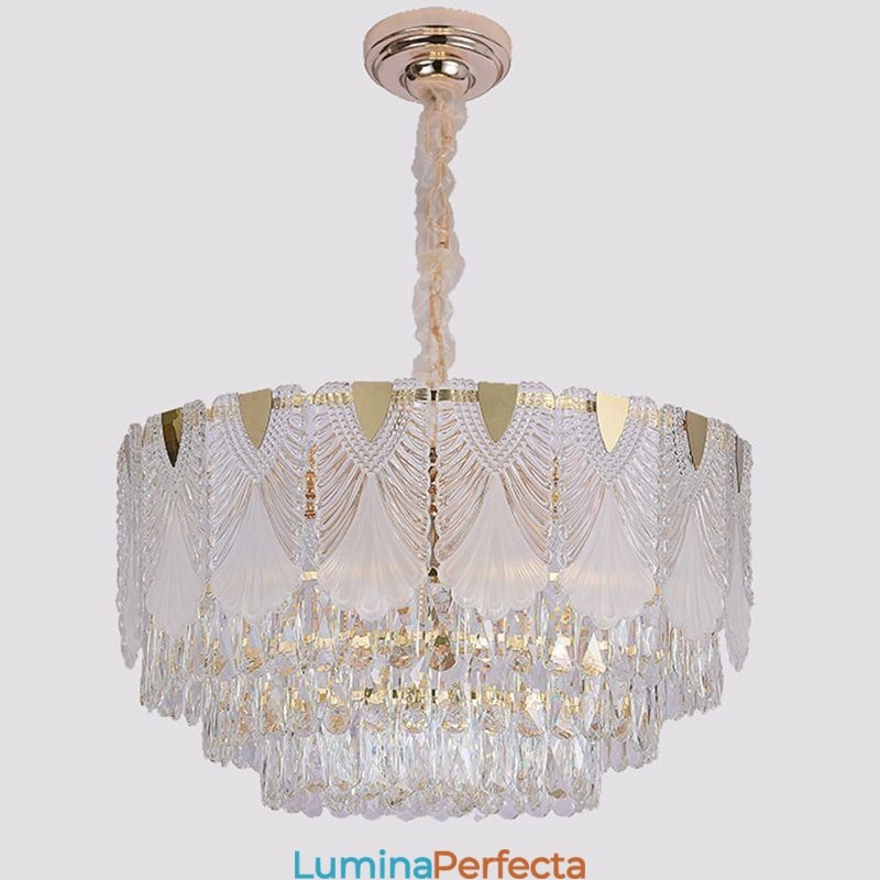 Lumină suspendată din cristal Corp de iluminat de tavan rotund din dantelă