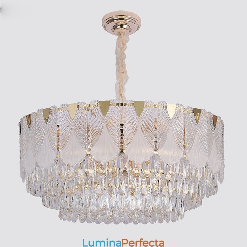 Lumină suspendată din cristal Corp de iluminat de tavan rotund din dantelă