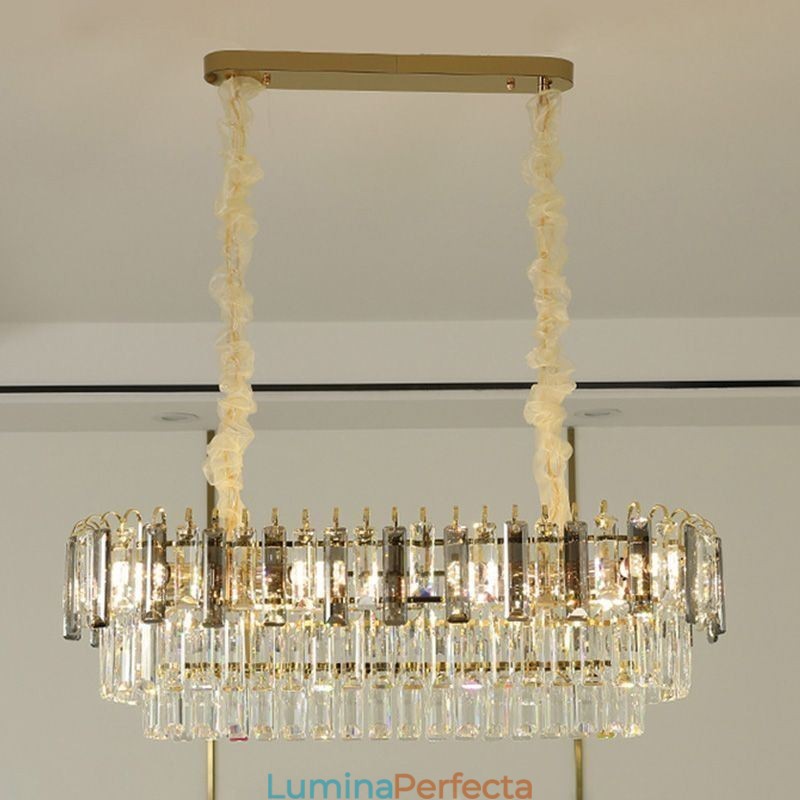 Lumină suspendată dreptunghiulară Plafoniera din cristal