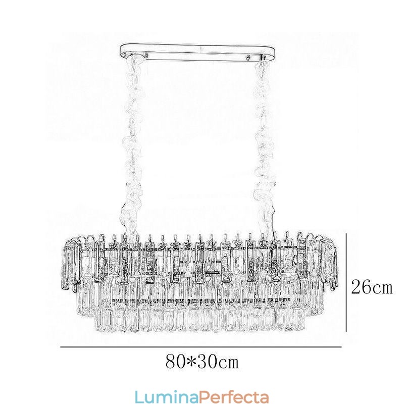 Lumină suspendată dreptunghiulară Plafoniera din cristal