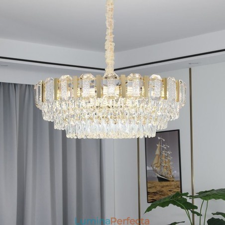 Plafoniera rotundă cu pandantiv din cristal Plafoniera rotundă cu pandantiv din cristal