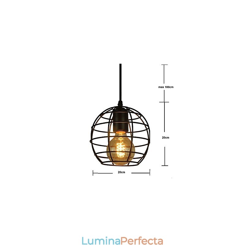 Candelabru de epocă în stil european în formă de glob pentru lumina suspendată neagră