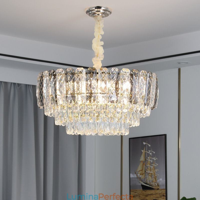 Plafoniera rotundă din cristal