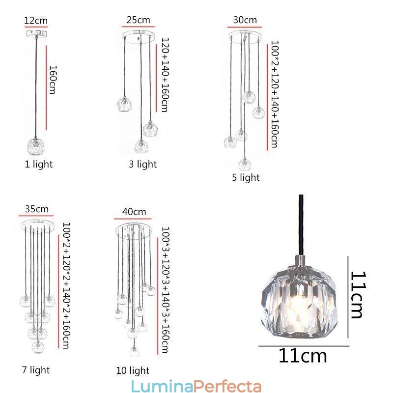 Plafoniera modernă de cristal în formă de minge de fotbal