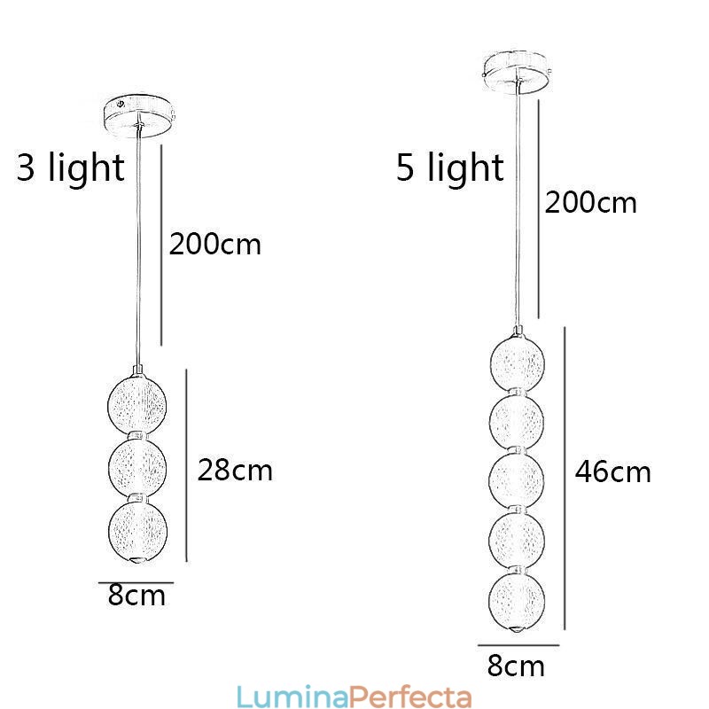 Lampă suspendată Iluminat decorativ cu margele acrilice