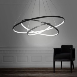 Lampă suspendată modernă din aluminiu negru cu 3 inele