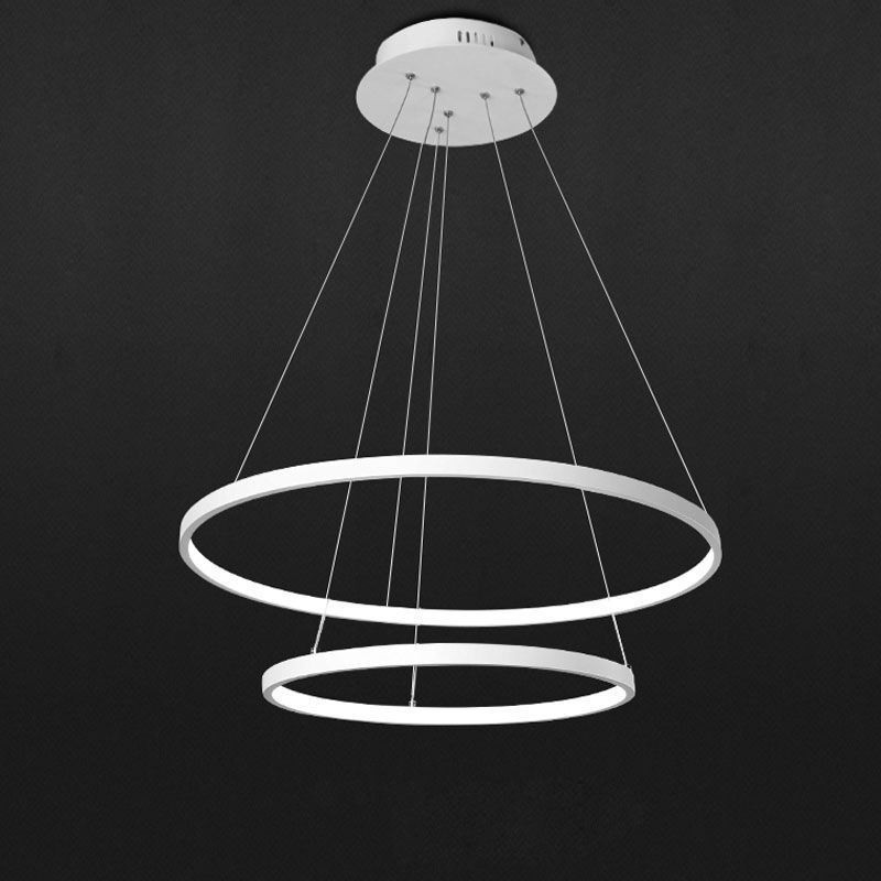 Lampă suspendată modernă simplă, din aluminiu, cu inel dublu