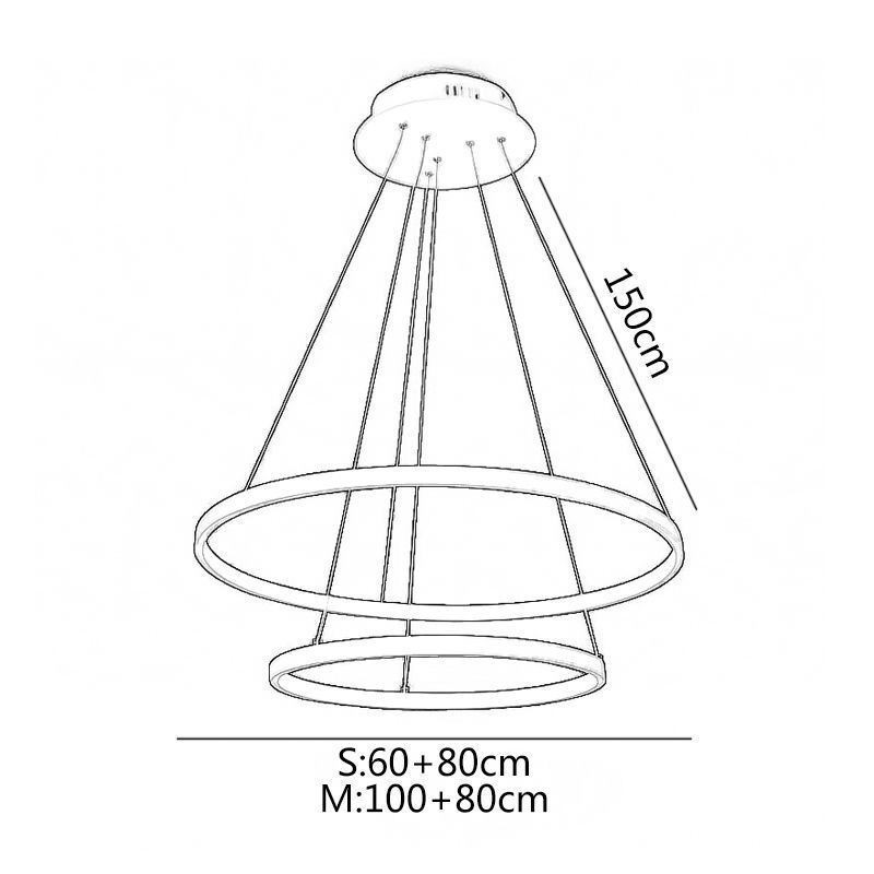Lampă suspendată modernă simplă, din aluminiu, cu inel dublu