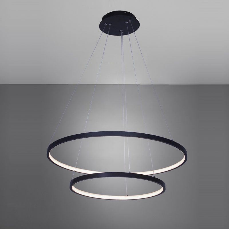 Lampă suspendată modernă simplă, din aluminiu, cu inel dublu