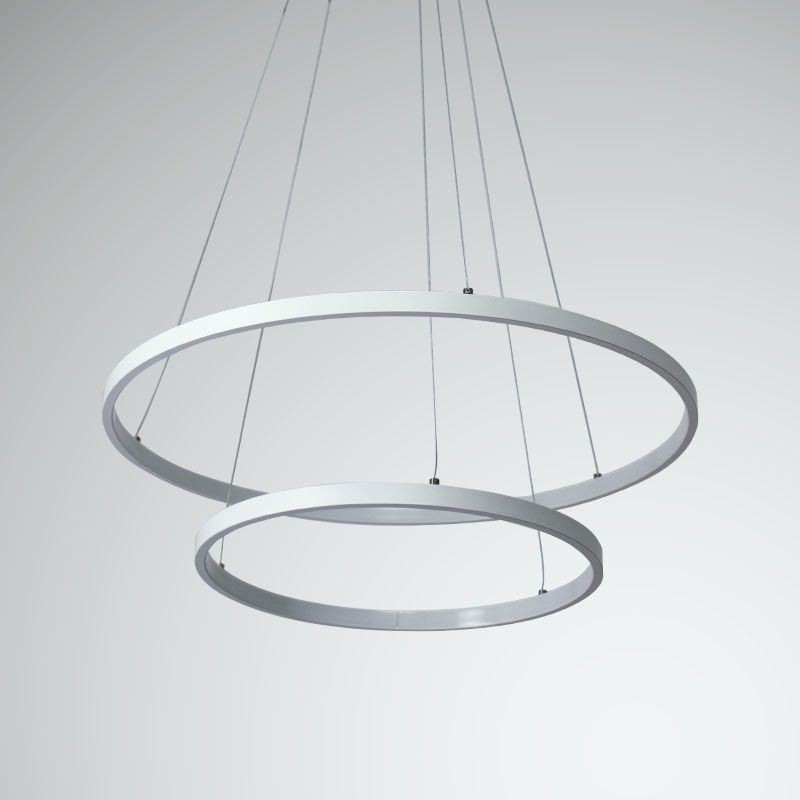Lampă suspendată modernă simplă, din aluminiu, cu inel dublu