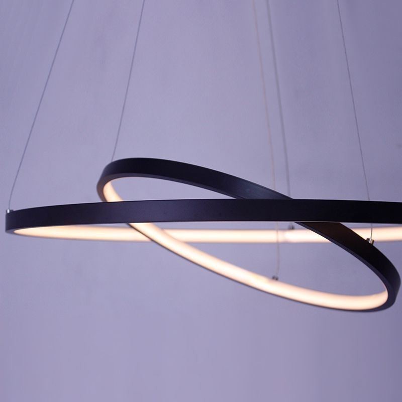 Lampă suspendată modernă simplă, din aluminiu, cu inel dublu
