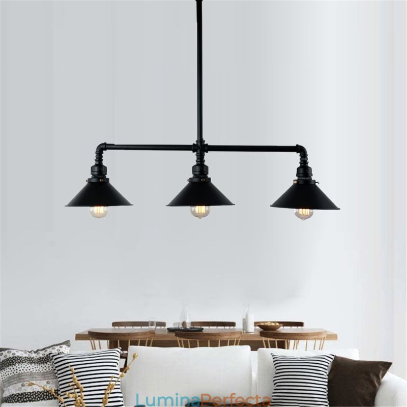 3 lumini retro industrial vintage țeavă de apă pandantiv candelabru în stil rustic rustic