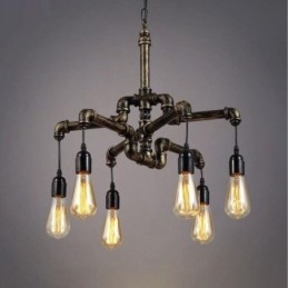 6 lumini retro industrial vintage țeavă de apă pandantiv candelabru în stil rustic rustic