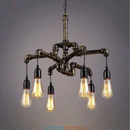 6 lumini retro industrial vintage țeavă de apă pandantiv candelabru în stil rustic rustic 6 lumini retro industrial vintage țeavă de apă pandantiv candelabru în stil rustic rustic