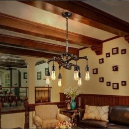 6 lumini retro industrial vintage țeavă de apă pandantiv candelabru în stil rustic rustic