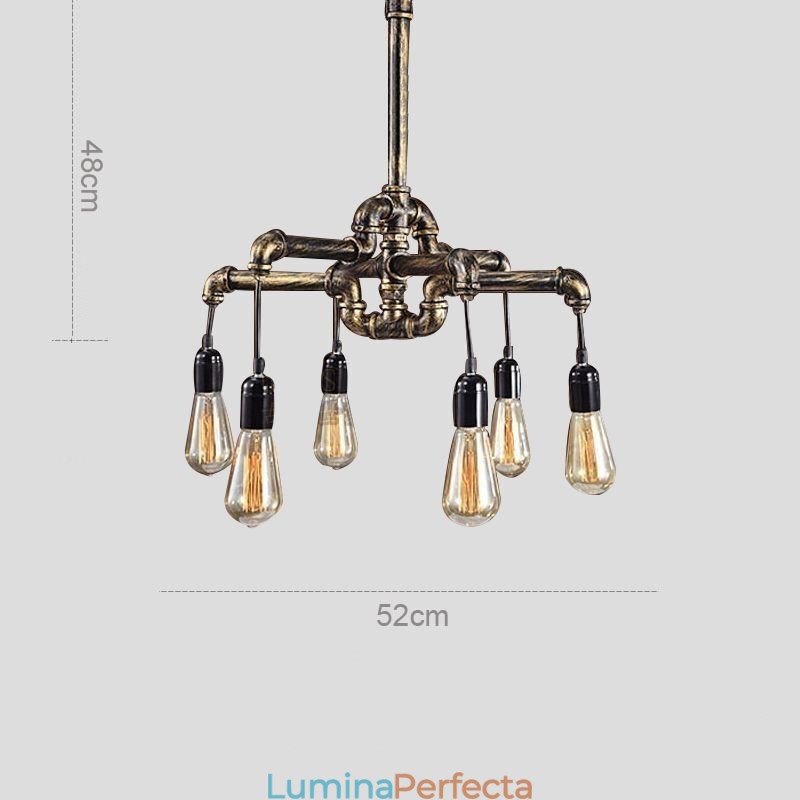 6 lumini retro industrial vintage țeavă de apă pandantiv candelabru în stil rustic rustic