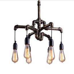 6 lumini retro industrial vintage țeavă de apă pandantiv candelabru în stil rustic rustic