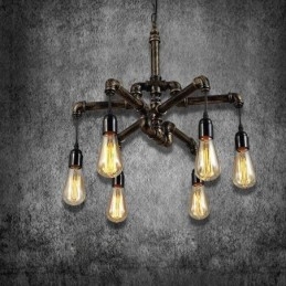 6 lumini retro industrial vintage țeavă de apă pandantiv candelabru în stil rustic rustic