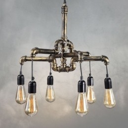 6 lumini retro industrial vintage țeavă de apă pandantiv candelabru în stil rustic rustic