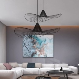 Lampă suspendată din fier Lampă cu pălărie de paie simplă 1 lumină