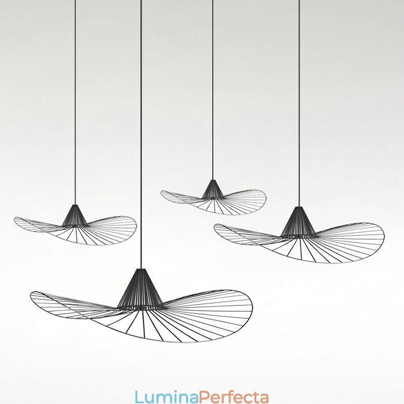 Lampă suspendată din fier Lampă cu pălărie de paie simplă 1 lumină