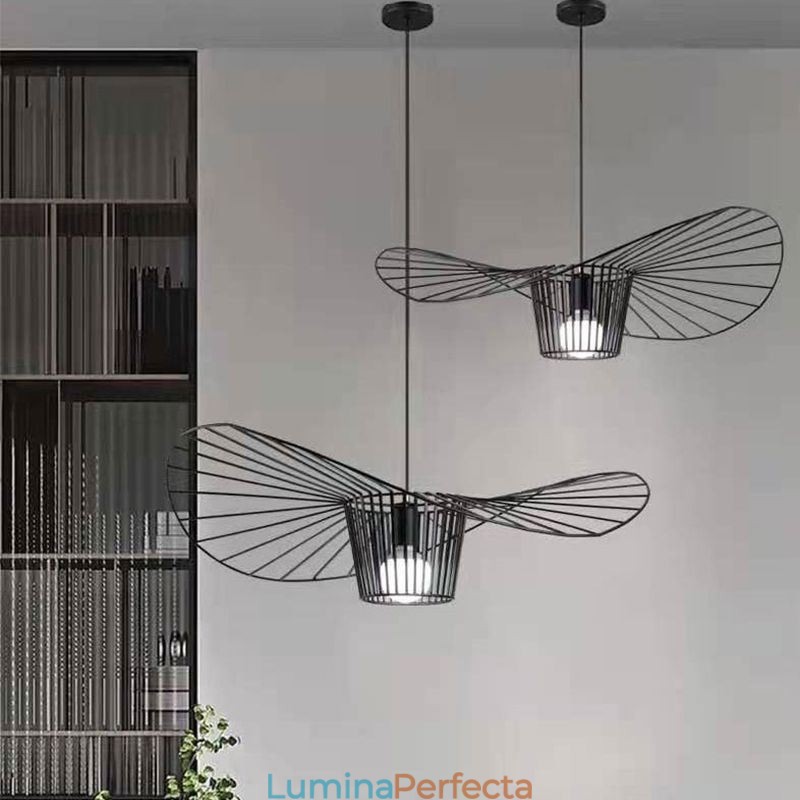 Lampă suspendată din fier Lampă cu pălărie de paie 1 lumină