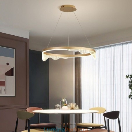 Lampă suspendată nordică din aluminiu Golden Wave Ripple Lampă suspendată nordică din aluminiu Golden Wave Ripple