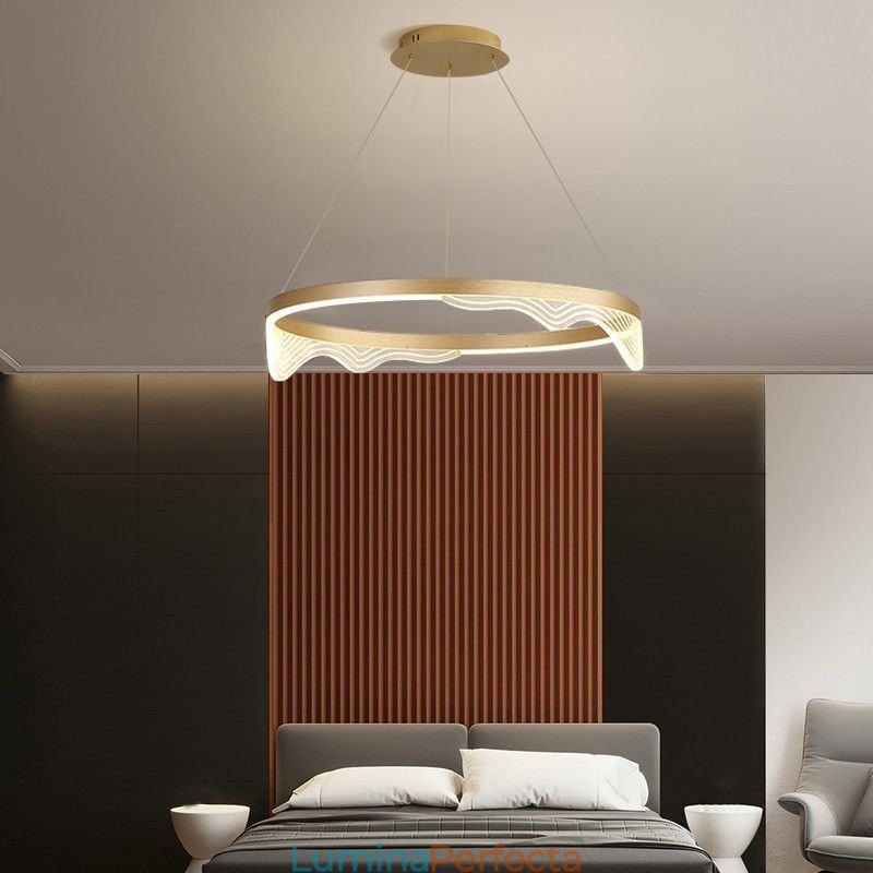 Lampă suspendată nordică din aluminiu Golden Wave Ripple