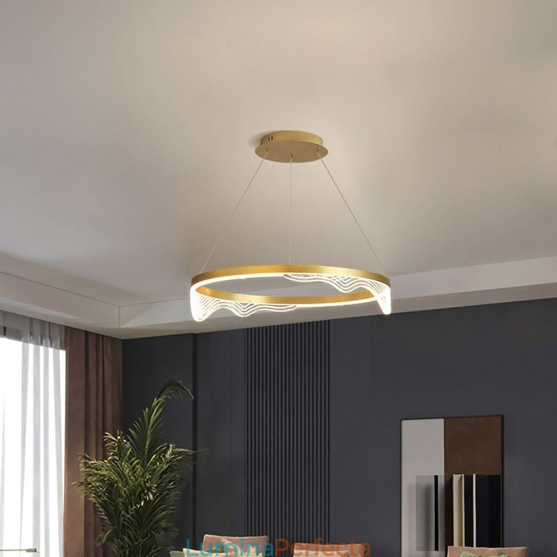 Lampă suspendată nordică din aluminiu Golden Wave Ripple